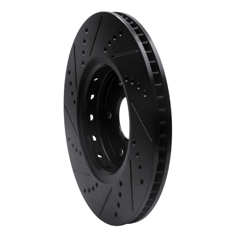 Acura ILX Brake Rotor (1) - Front Right - R1 Concepts - Drilled & Slotted - Black - `16-`22